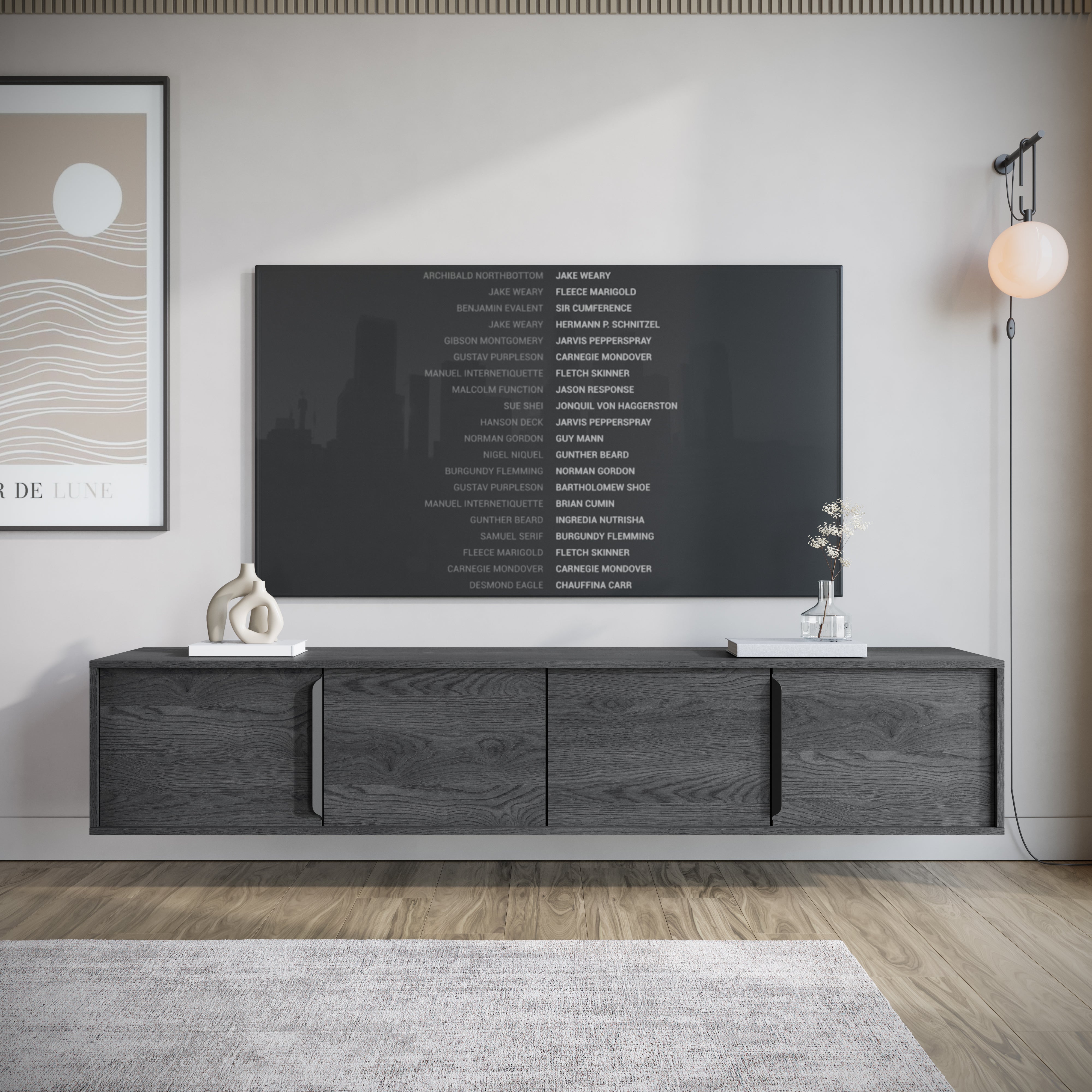 Elora - TV-Meubel met 4 deuren - Grijs eiken - 200 cm