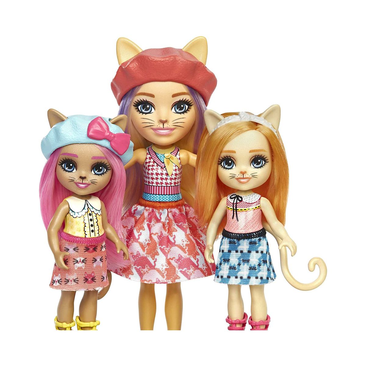 Mattel HHC11 - Enchantimals - City Tails - Carmel Cat Familie, Spielset