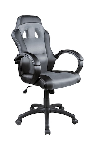 Chefsessel Paul II Lederlook Schwarz/Mesh Grau