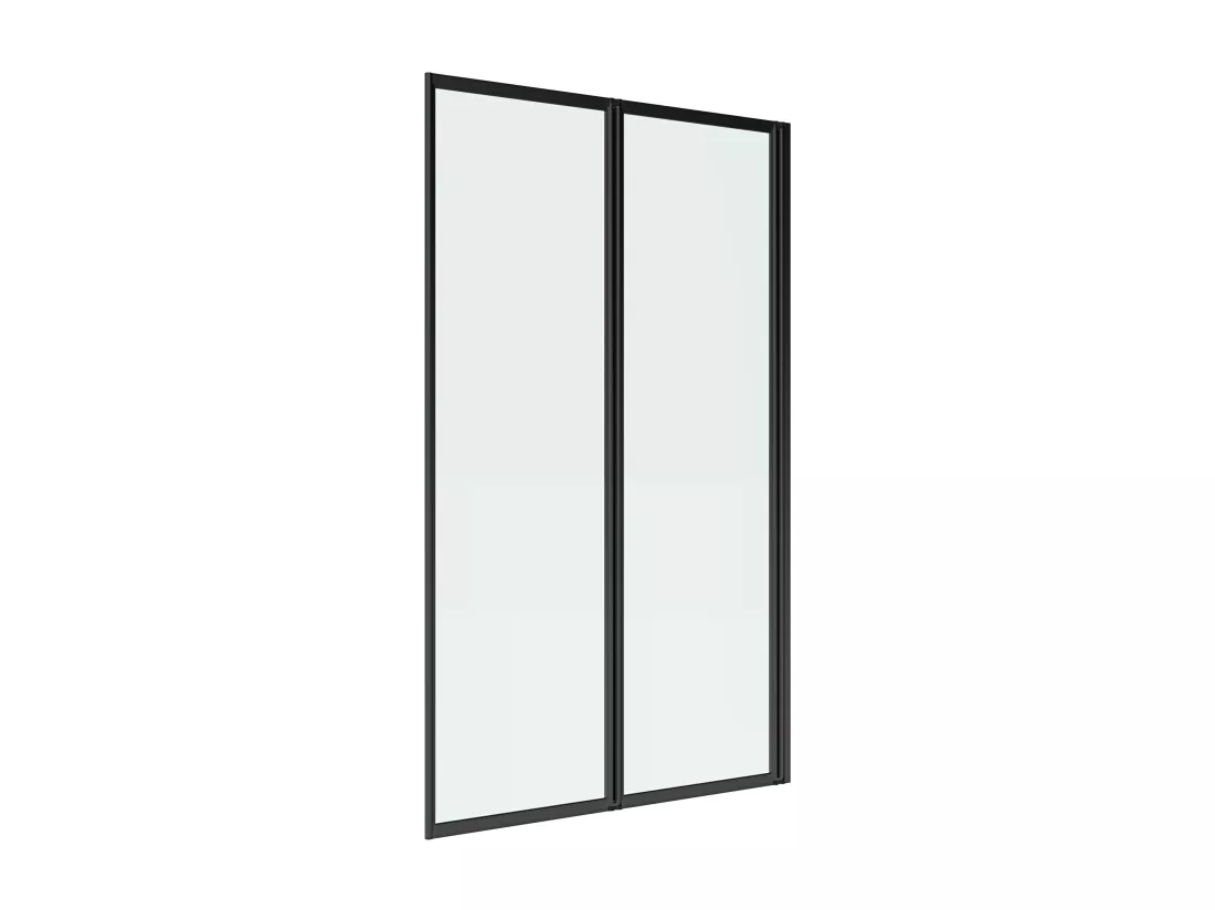 Pare baignoire pliant en métal style atelier - Noir mat - 80 x 140 cm - DISTRICT