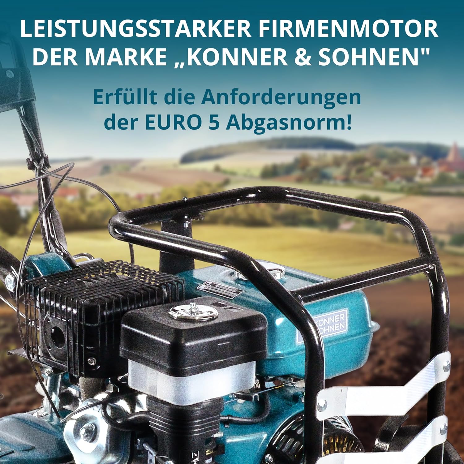 Könner & Söhnen KS 9HP-1350G-3 Benzin Bodenhacke mit Direktantrieb,gartenfräse, geschmiedete Säbelfräsen,3 Vorwärtsgänge, Rückwärtsgang, ≤134 cm Arbeitsbreite, ≤ 35 Arbeitstiefe,9.0 PS Kultivator
