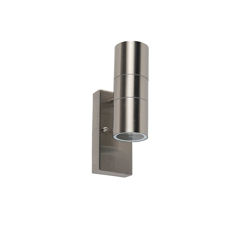 Buiten wandlamp staal 2-lichts IP44 met schemersensor - Duo
