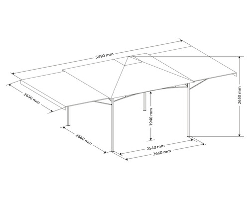 Paviljoen met opklapbare zijpanelen, 3 x 3 m, polyester, antraciet