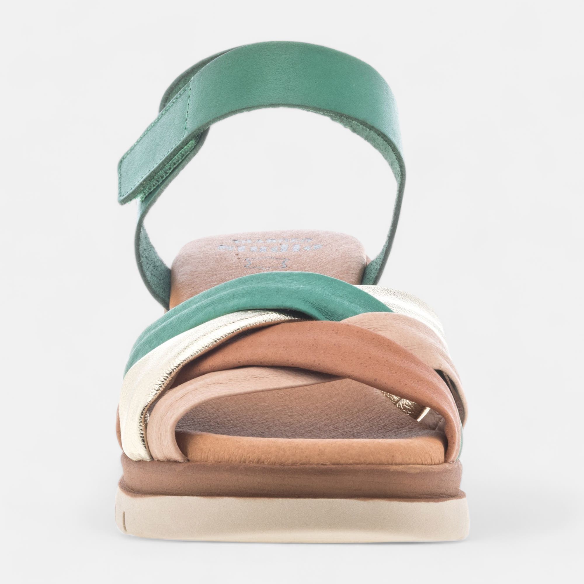 Sandales à talon compensé Femme en cuir vert