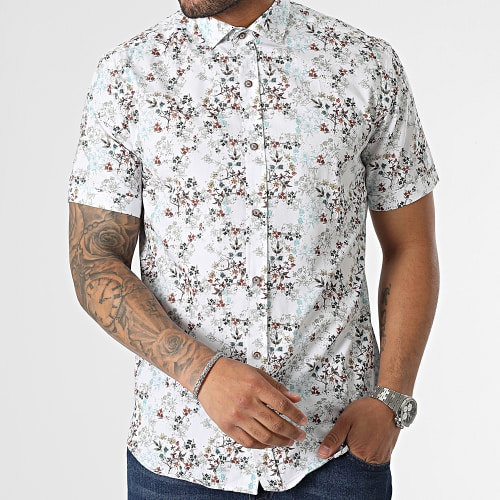 Chemise Manches Courtes Blanc Floral