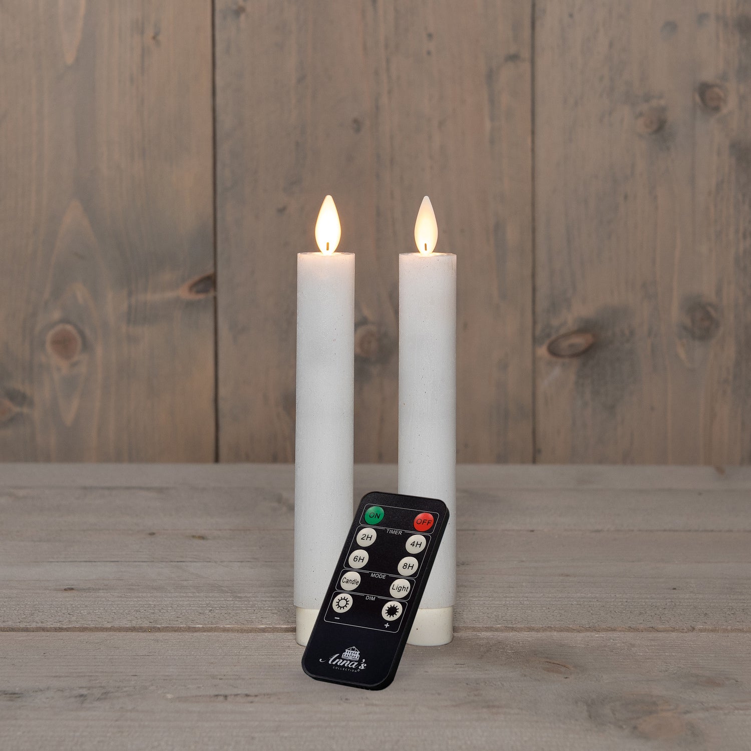 Anna's Collection LED dinerkaars met timer wit D 2 H 18 cm 2 stuks
