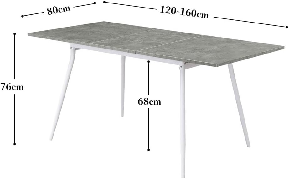 B&D home Esstisch LIO, ausziehbar 120-160 x 80 cm, 4-6 Personen Küchentisch Holztisch mit Metallgestell für Esszimmer, Küche, skandinavisch Design, Marmor Optik, 11219-120-FW-MSCH