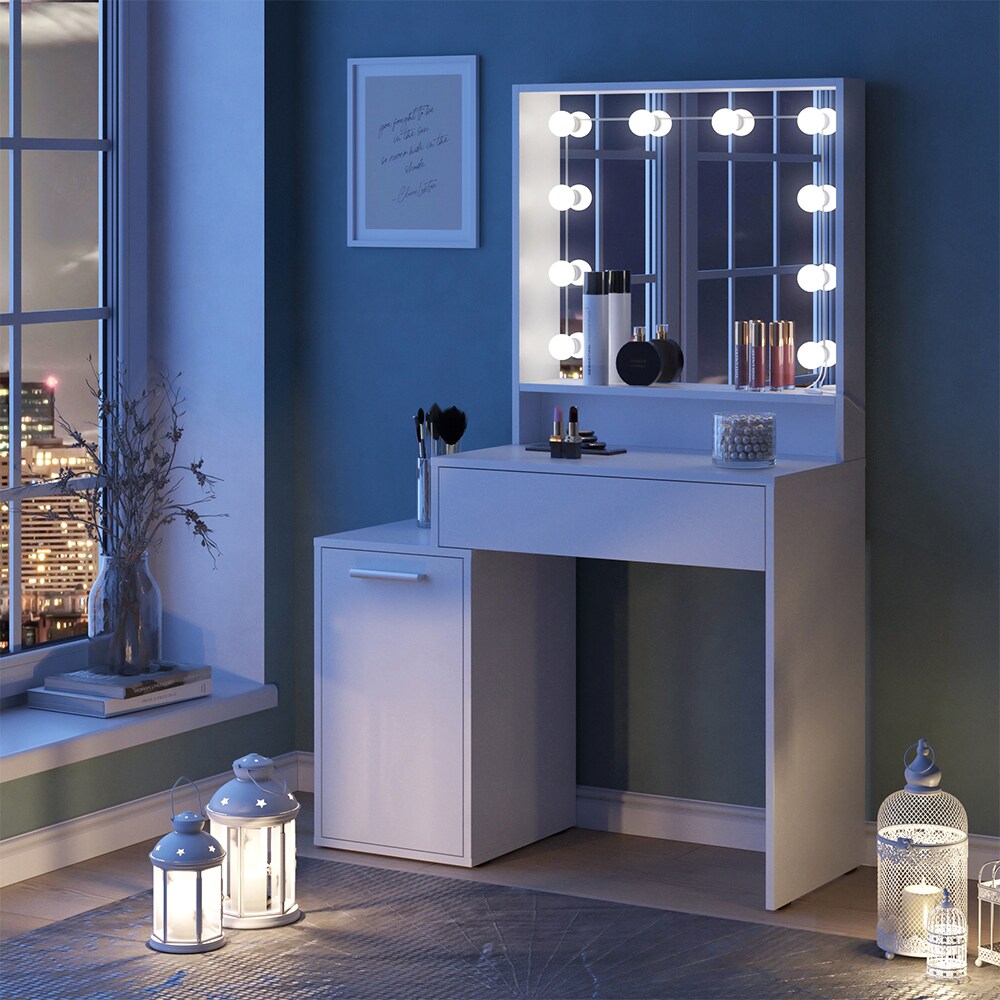 Vicco Schminktisch Altea 95 x 145 cm Weiß Frisiertisch Spiegel LED-Lampen modern