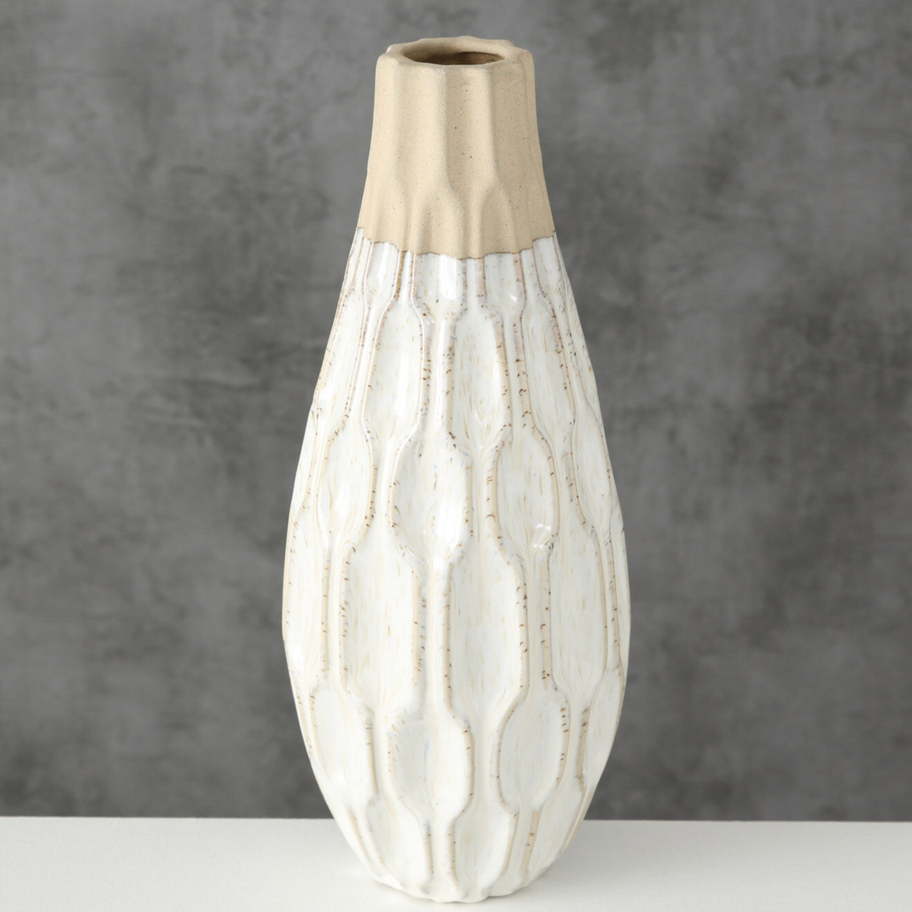Boltze Vase Malia blanc - D.13x35 cm