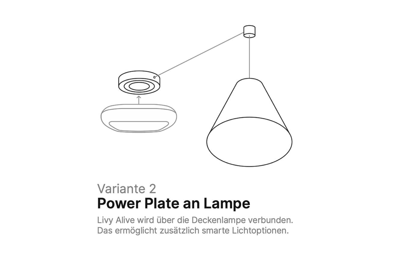 Deckenmontageplatte Livy Alive Power PlateFeste Deckeninstallation der Livy Alive Smart Living Station mit Stromanschluss