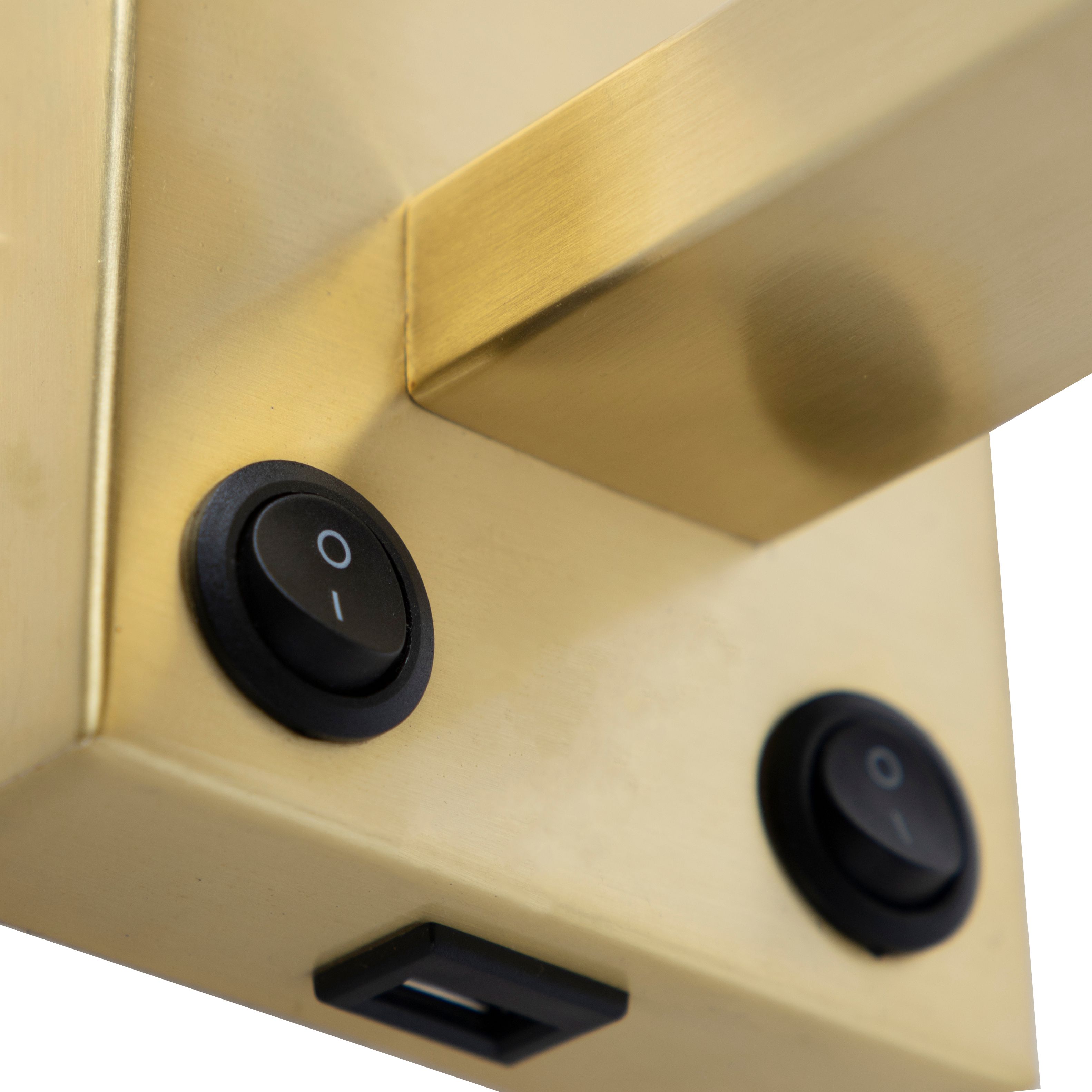 Art deco wandlamp goud met USB en zwarte kap - Brescia