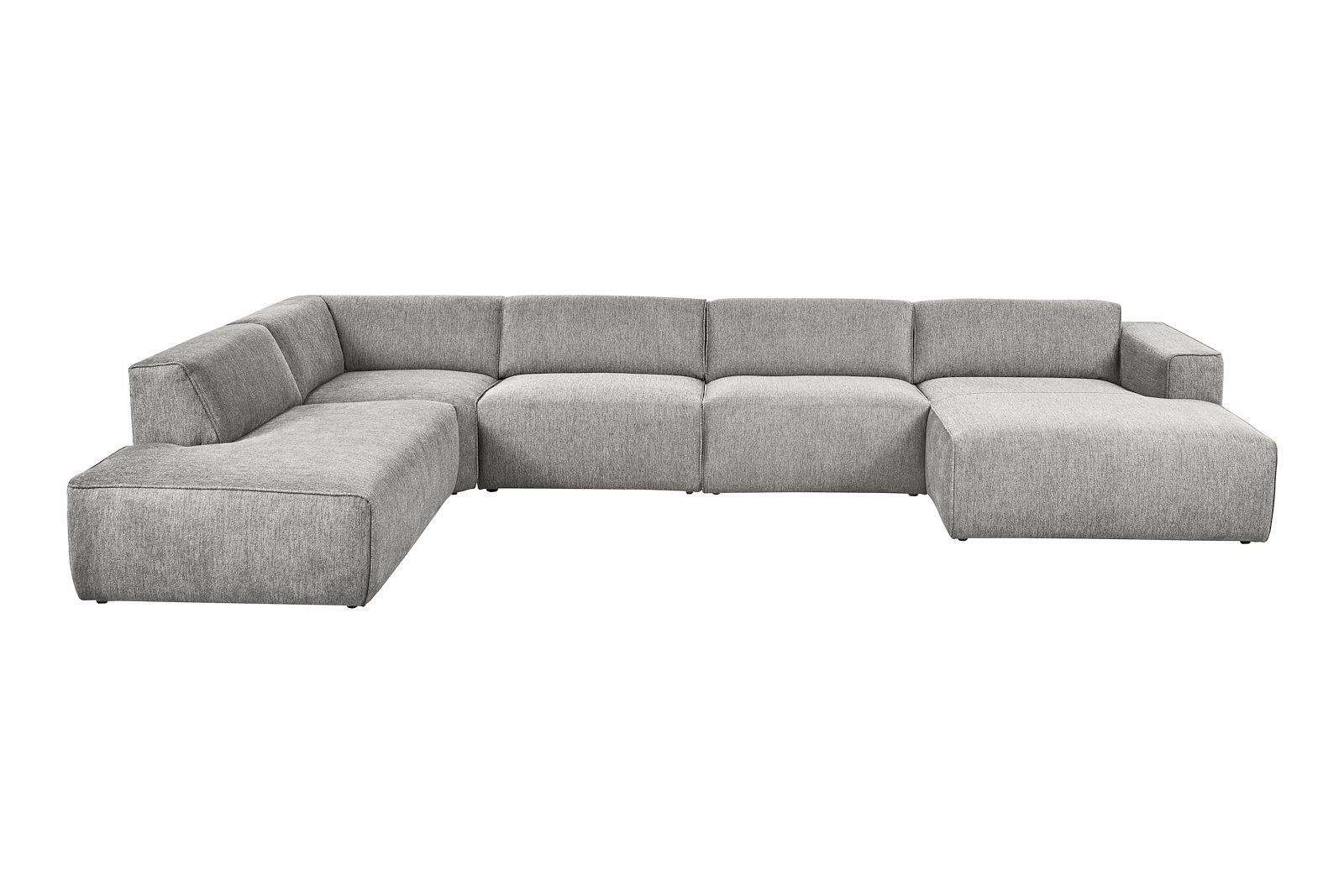 Enjoy U-sofa oppsett Åpen ende venstre liten, hjørne, 2-seter, sjeselong høyre liten i tekstil Brego 7 Grey med sorte ben