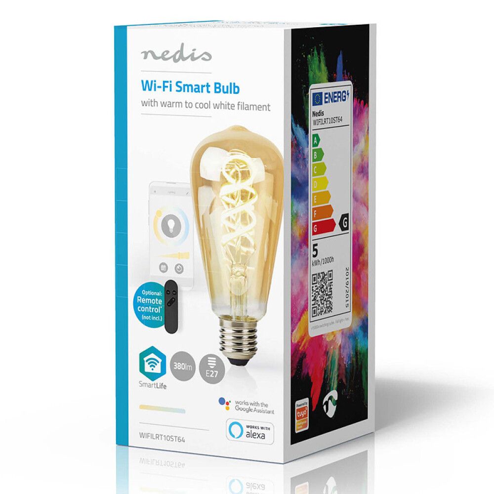LYSPÆRENEDIS WIFI SMART LED VARM/KALD FILAMENT E27 DRÅPE