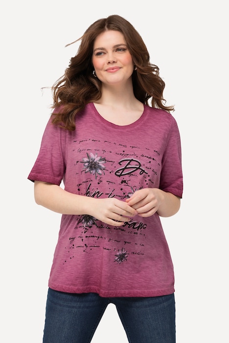 T-Shirt, Edelweiß, cold dyed, Rundhals, Halbarm