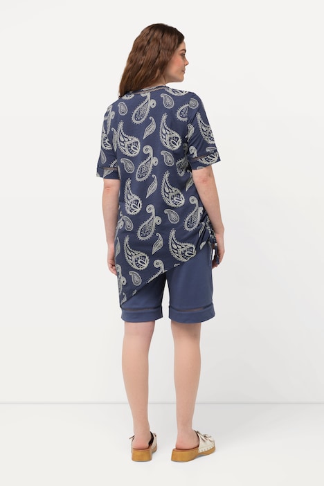 Longshirt, Paisley, V-Ausschnitt, Halbarm, Biobaumwolle