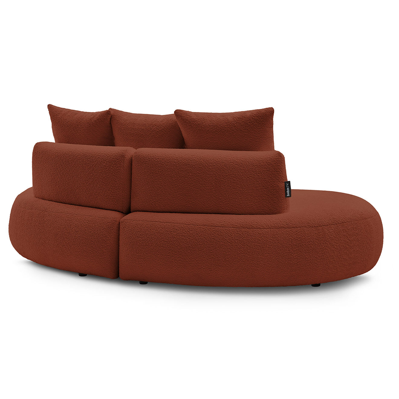 Bobochic Canapé droit fixe 3 places saint-germain tissu bouclette orange - 260x145x92 cm