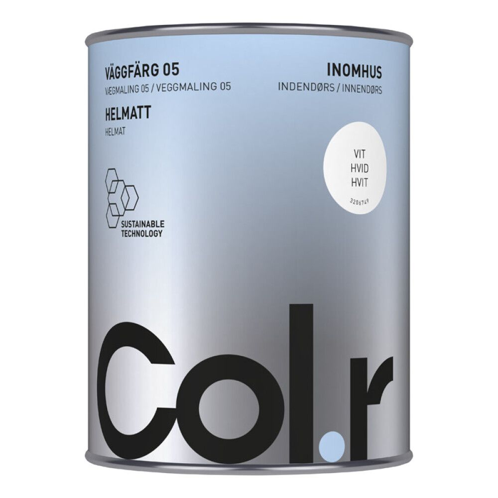 VEGGMALING COL.R HELMATT HVIT 1L