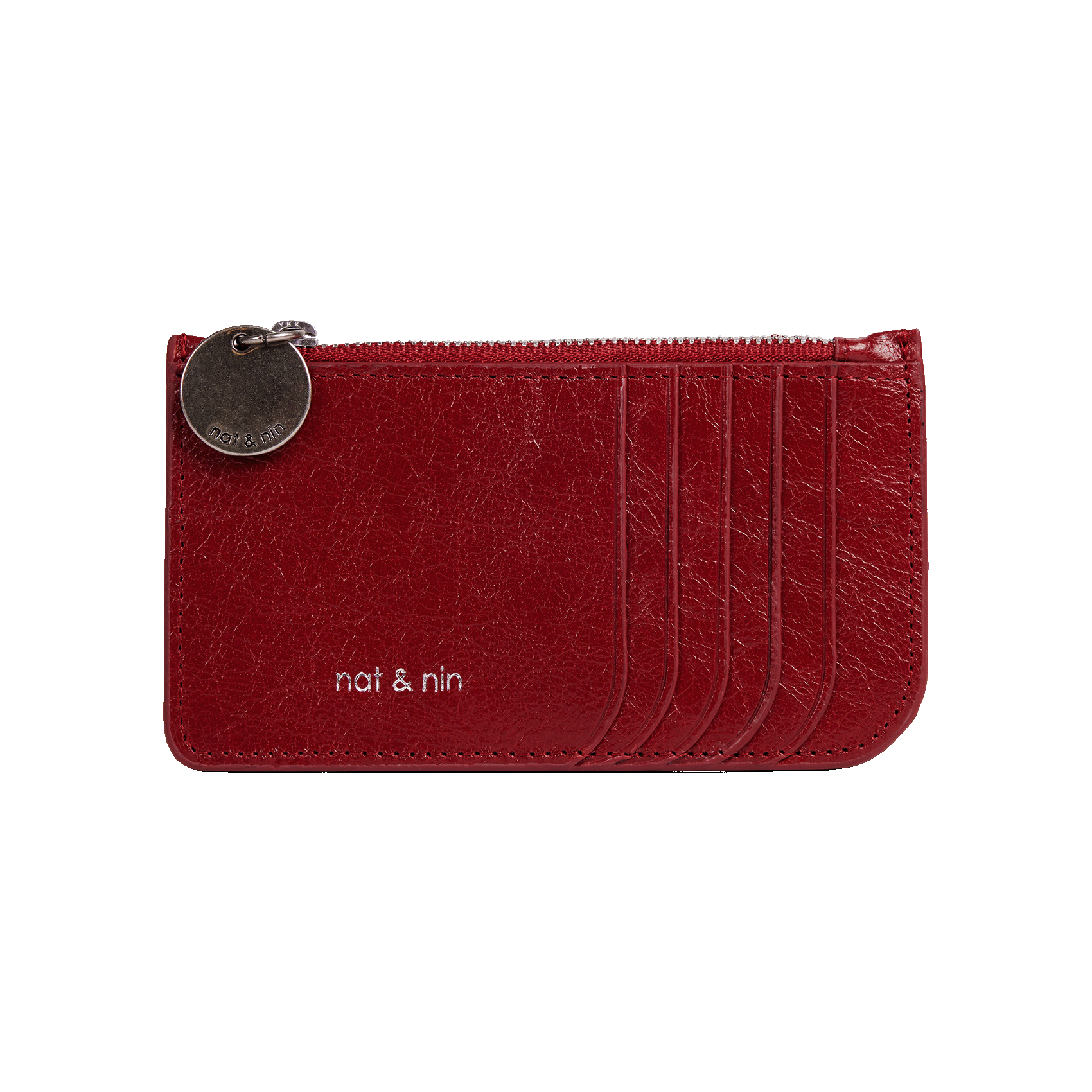 ALIX - Porte-cartes zippé en cuir | Rouge