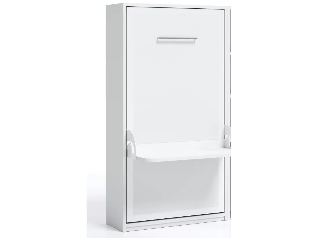Lit escamotable verticale 140x190 avec bureau Studante-Façade Noyer