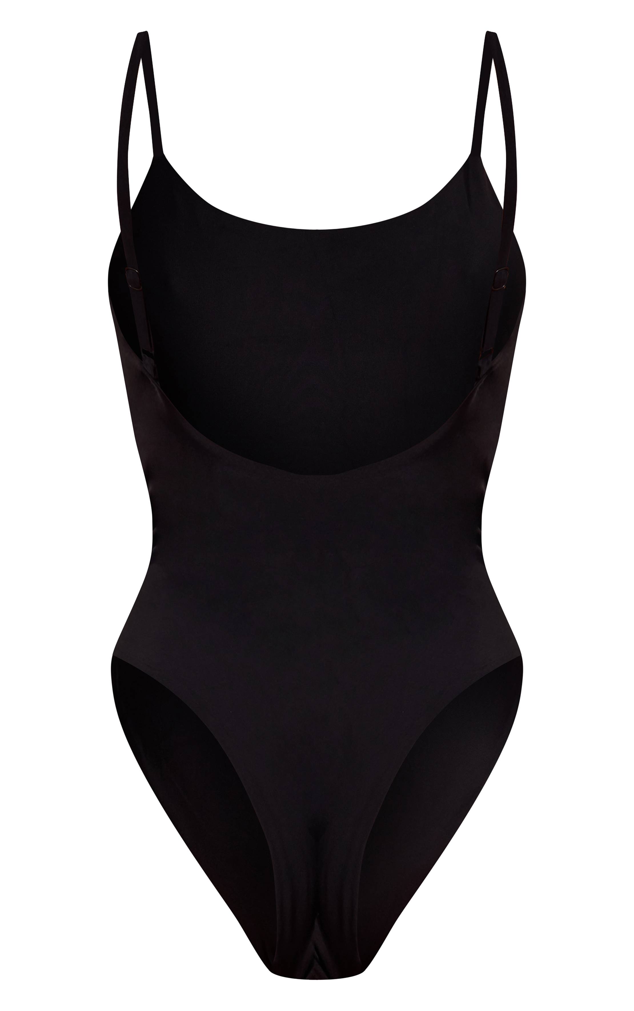 Noir Maillot De Bain Dos Nu Échancré Avec Fronces
