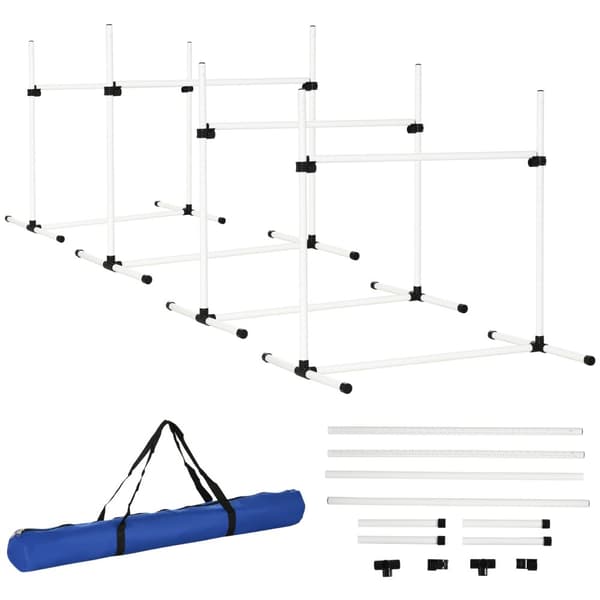 Agility Hekksett Slalåmbarer Hundetreningssett 4 X Hekk, Plast, Hvit, 99X65X94Cm
