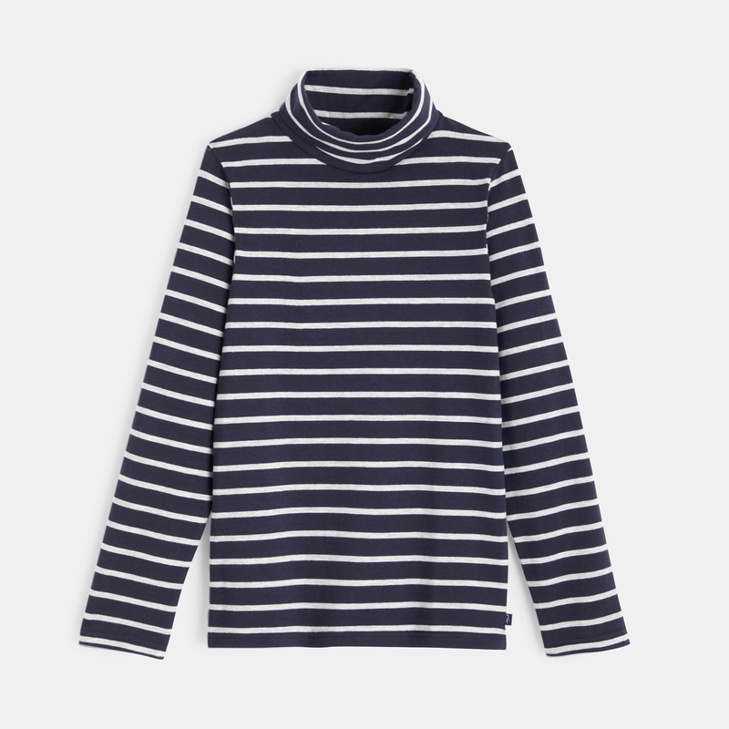 T-shirt col roulé rayé bleu garçon