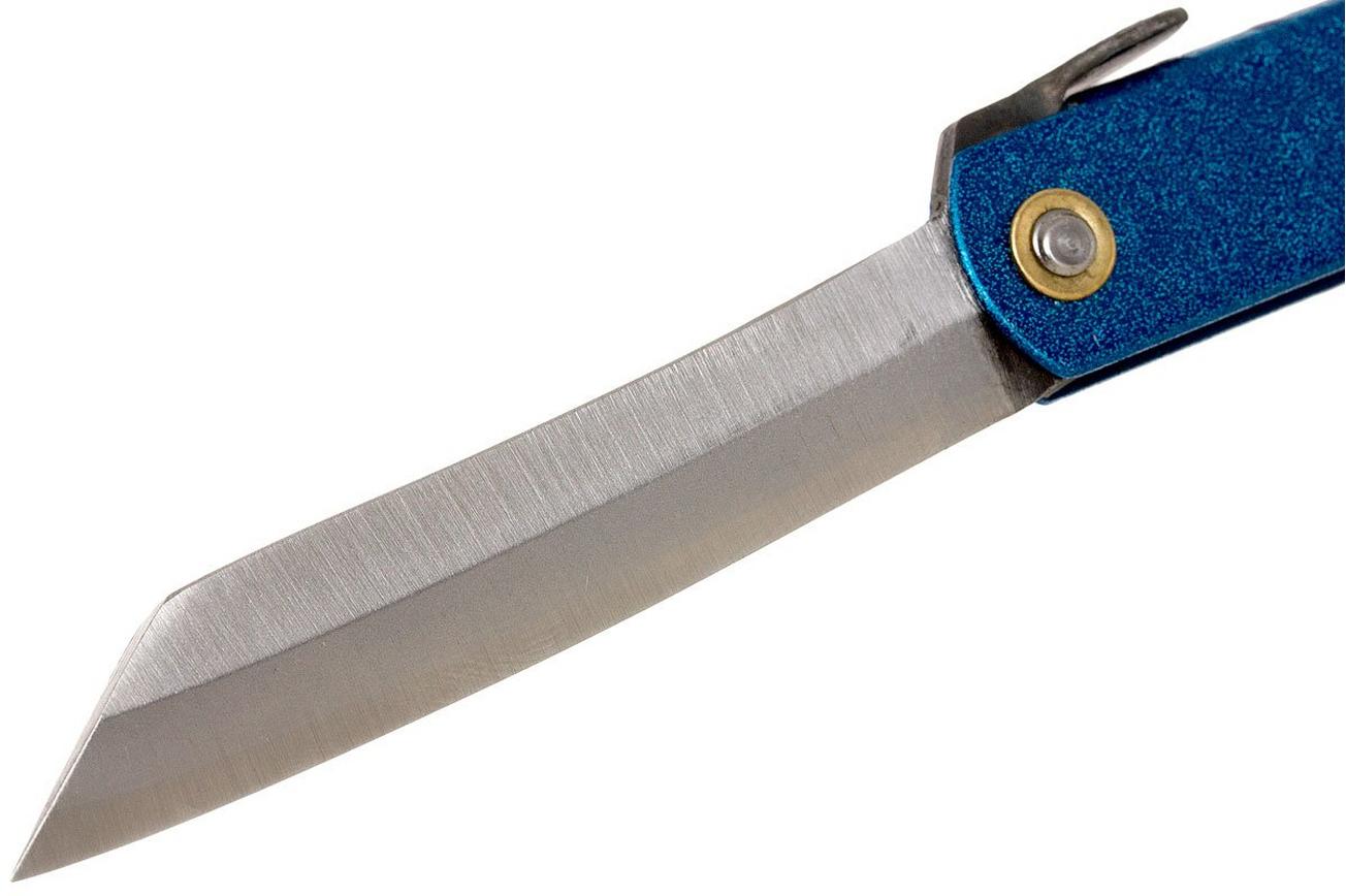 Higonokami zakmes 7,3 cm HIGO28, Blue paper steel, blauw
