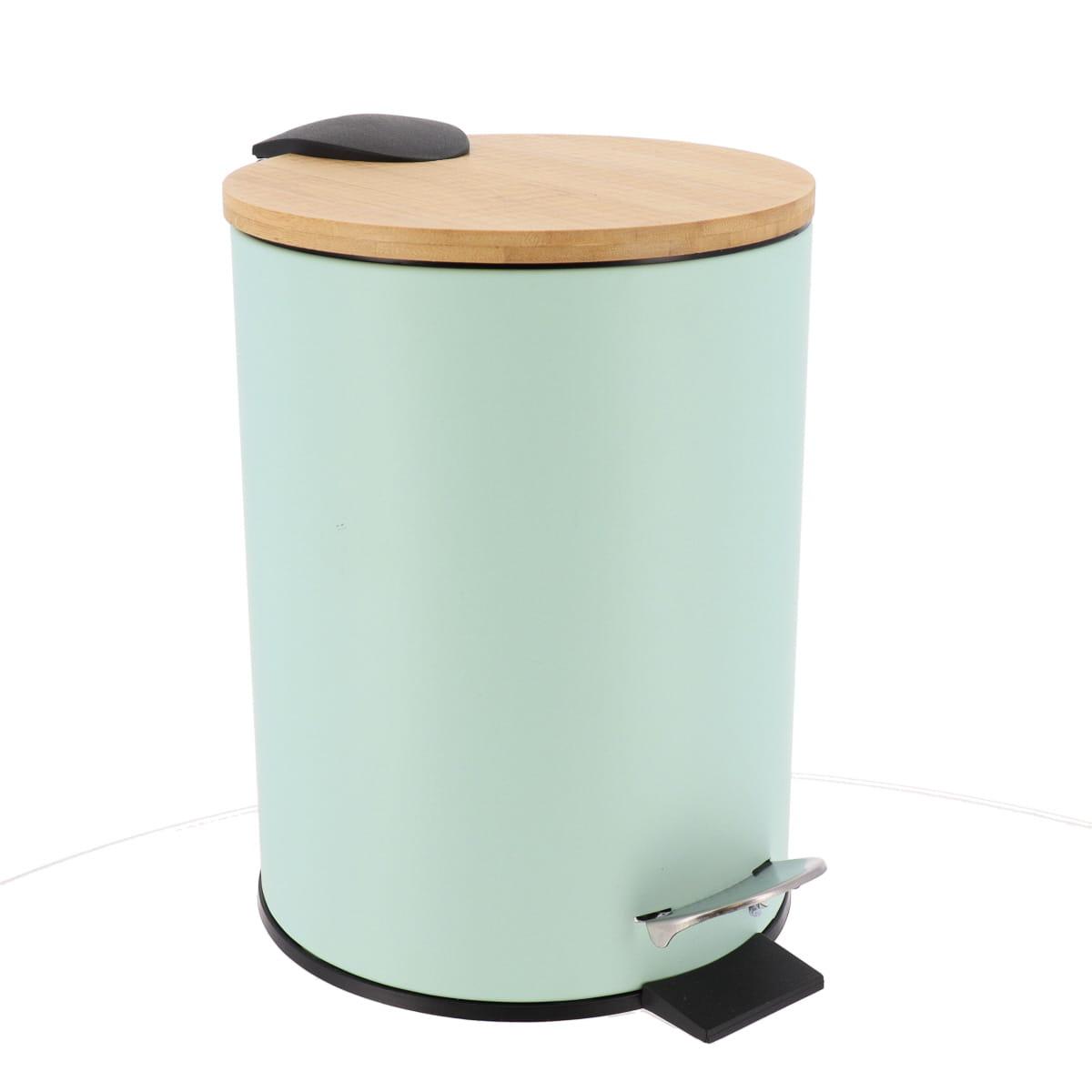 POUBELLE METAL FREIN DE CHUTE 3L VERT EUCALYPTUS BAMBOU
