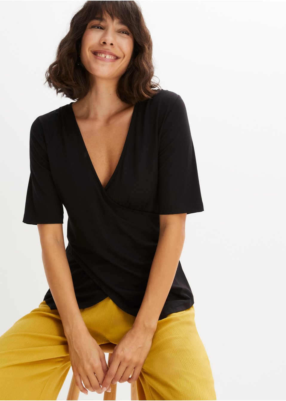 T-shirt effet cache-cœur en viscose durable