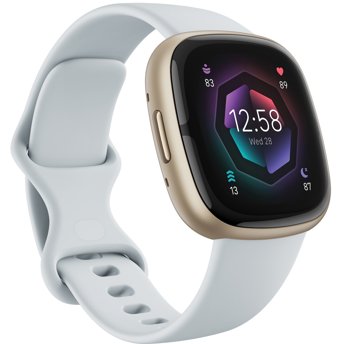Fitbit Sense 2 smartklokke (blue mist/soft gold)