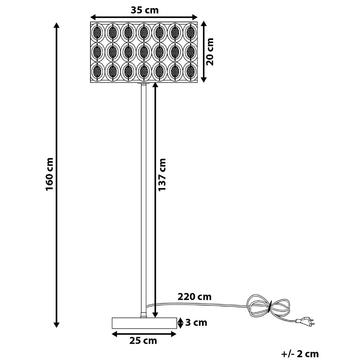 Beliani Lampadaire TENNA - Cristal Argenté