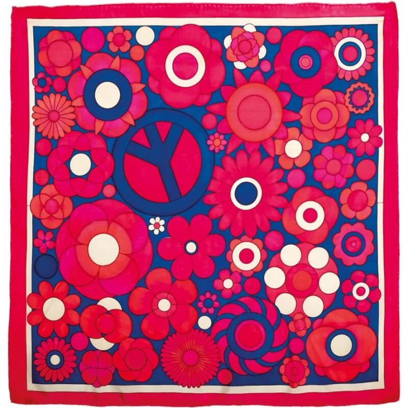 Carré 100% soie - 90x90cm Peace - Blanc