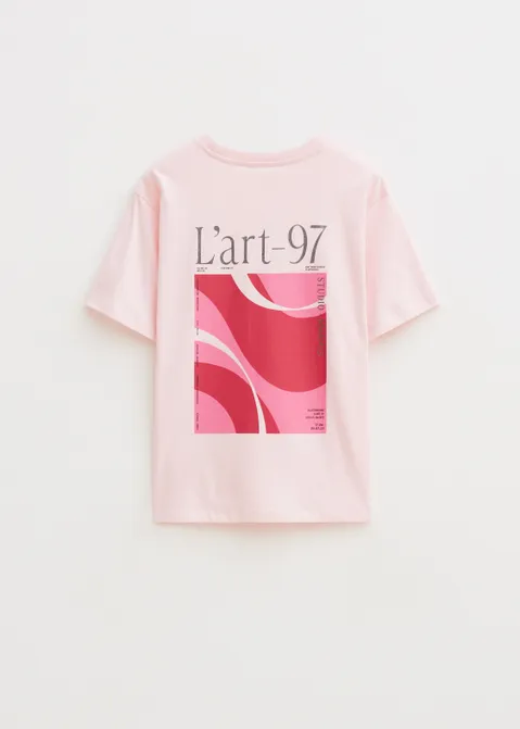 T-shirt met print art roze (ROS.L)