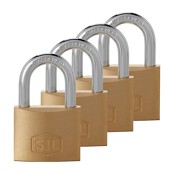 Lot de 4 cadenas à clé Smith & Locke BC7738 (1033) en laiton anse ouverte l.39 x H 31 mm
