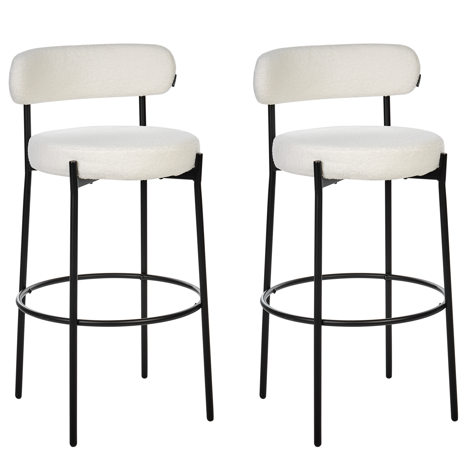 Beliani - ALLISON - Barkruk set van 2 - Wit - Bouclé