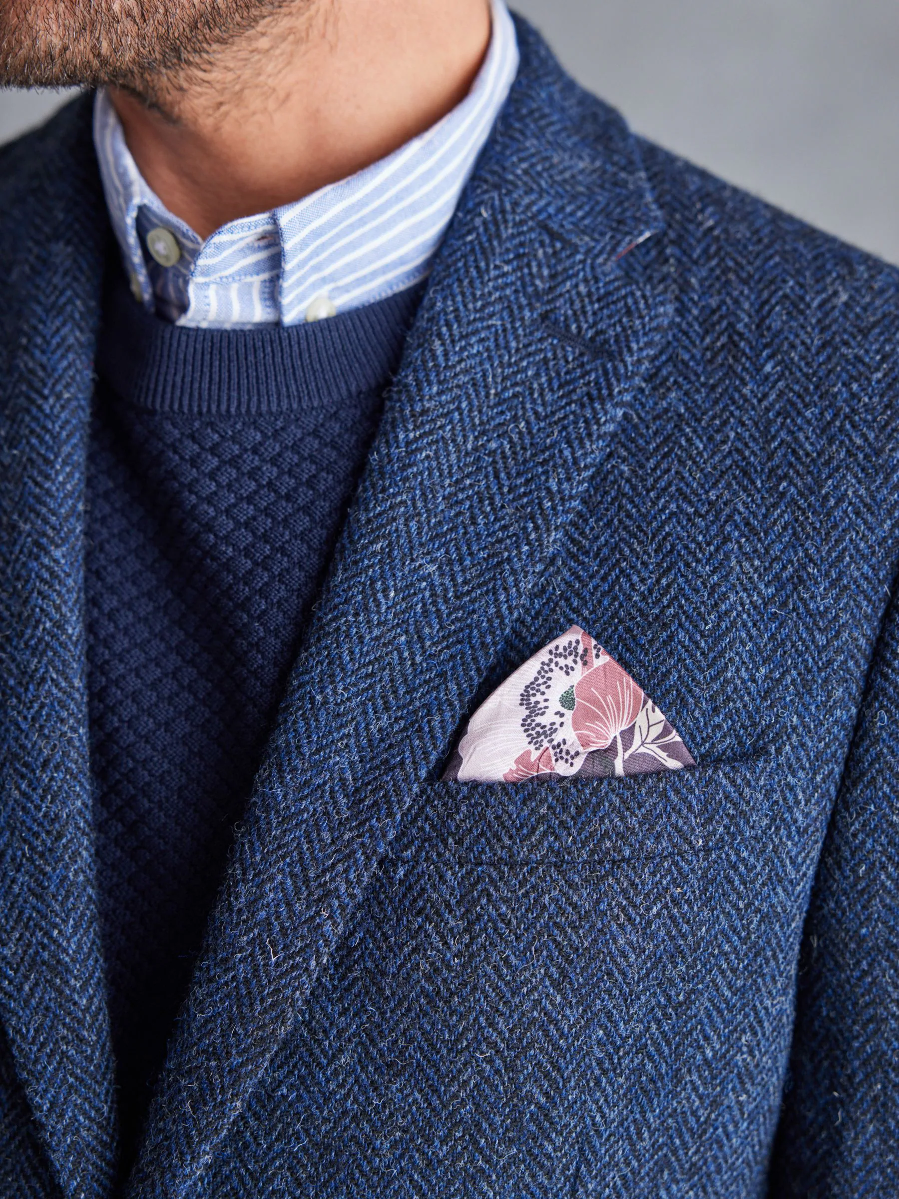 Blauw - Signature - Harris tweed Britse wollen blazer