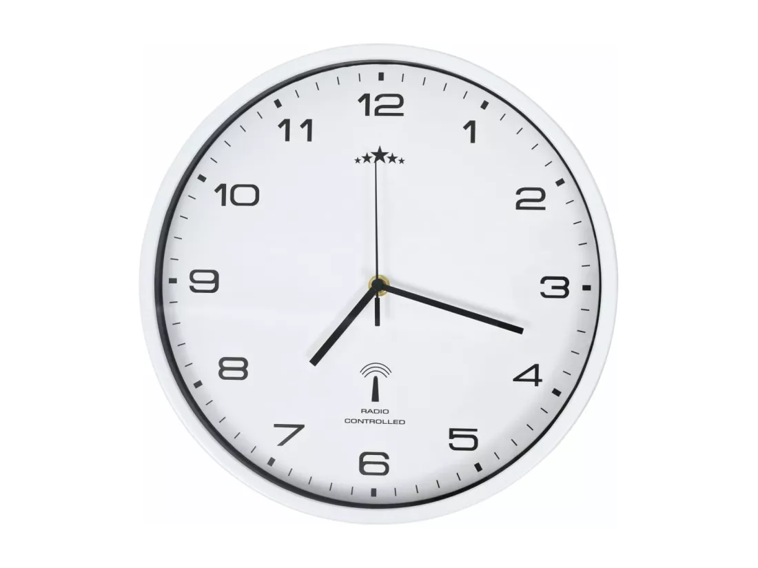 Horloge murale radioguidée avec mouvement à quartz 31 cm Blanc