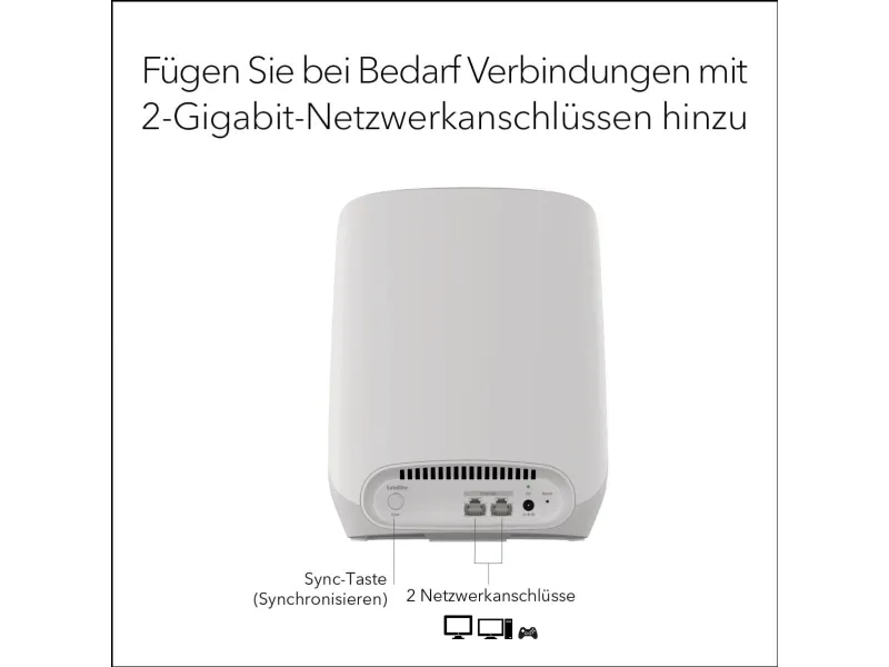 NETGEAR Orbi RBS760 - Wi-Fi-system - (forlænger) - op til 2000 sq.ft - mesh 1GbE, 2.5GbE - Wi-Fi 6 - Tri-Band