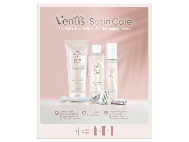 Gillette Venus Rasierset für den Intimbereich 4-teilig Rasur und Pflege aus der Satin Care Intim-Reihe