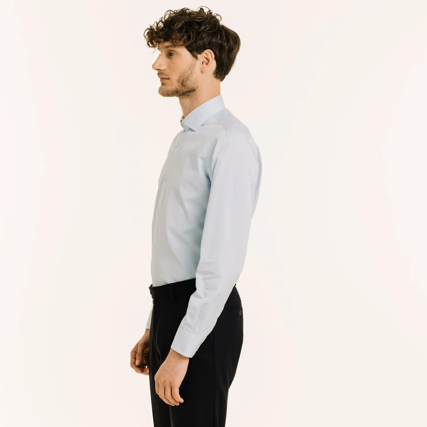 Sky blue double-twisted poplin shirt