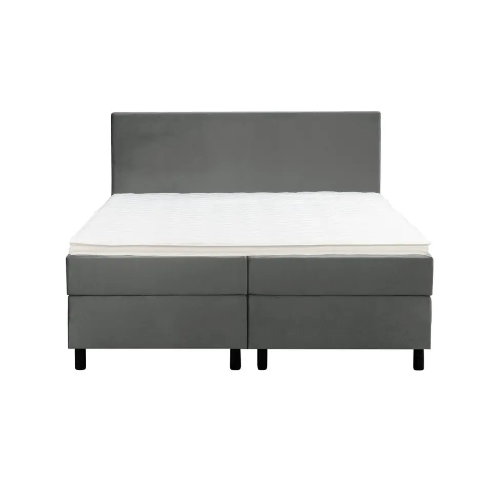 Boxspring Liv egaal - grijs - 180x200 cm - ronde poot