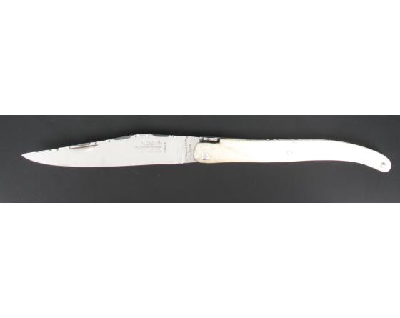 Laguiole 12 cm - Plein Manche Os - Ressort et lame guillochés Couteau de Poche par l'Arbalète