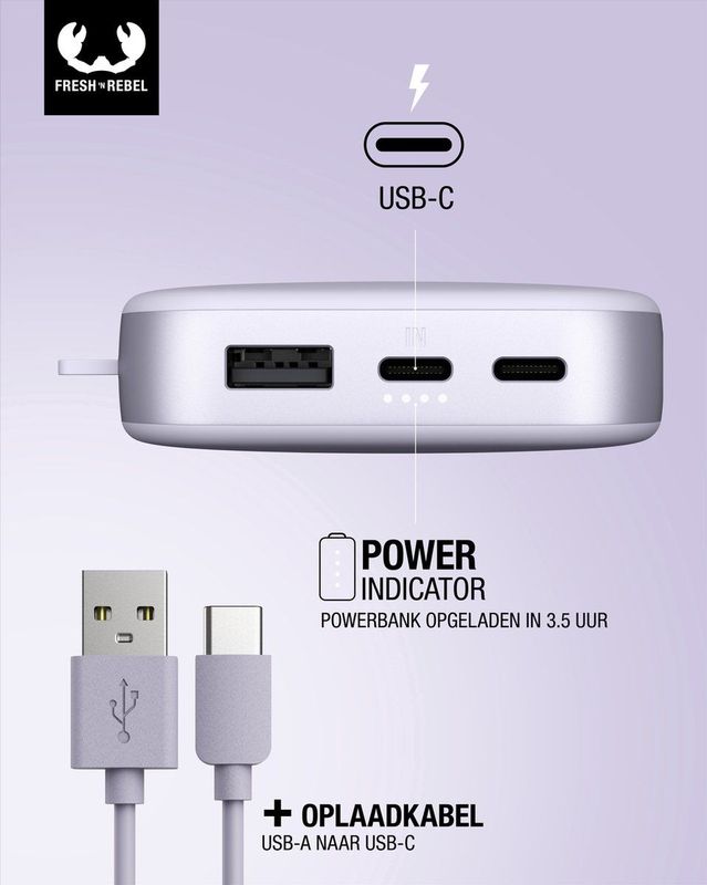 Fresh 'n Rebel - Powerbank - Dreamy Lilac - 18000 mAh