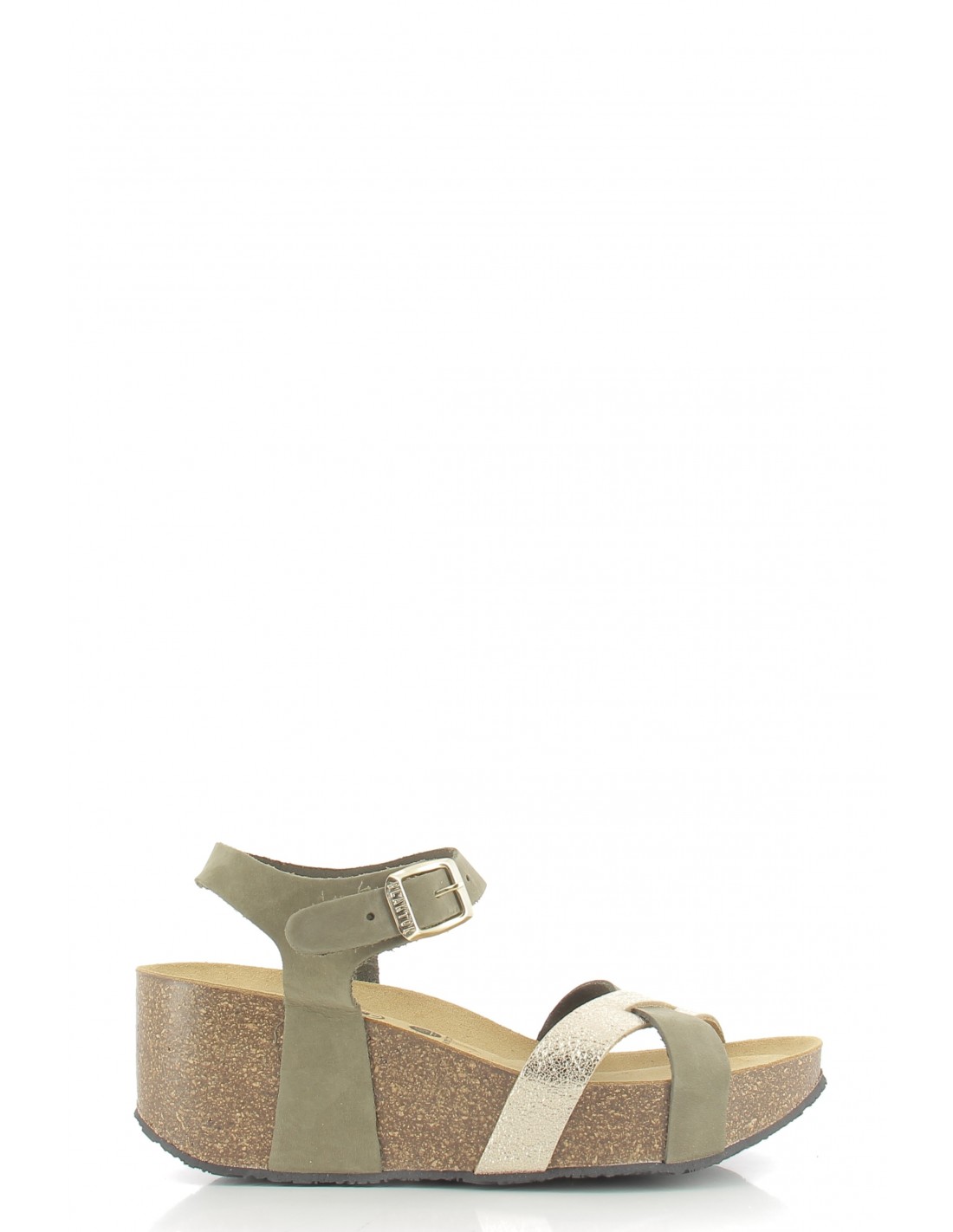 plakton Sandales compensées femme so final kaki/doré