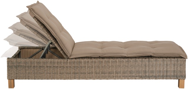 MERXX Gartenliege »Toskana« Polyrattan/Akazie, inkl. Auflage