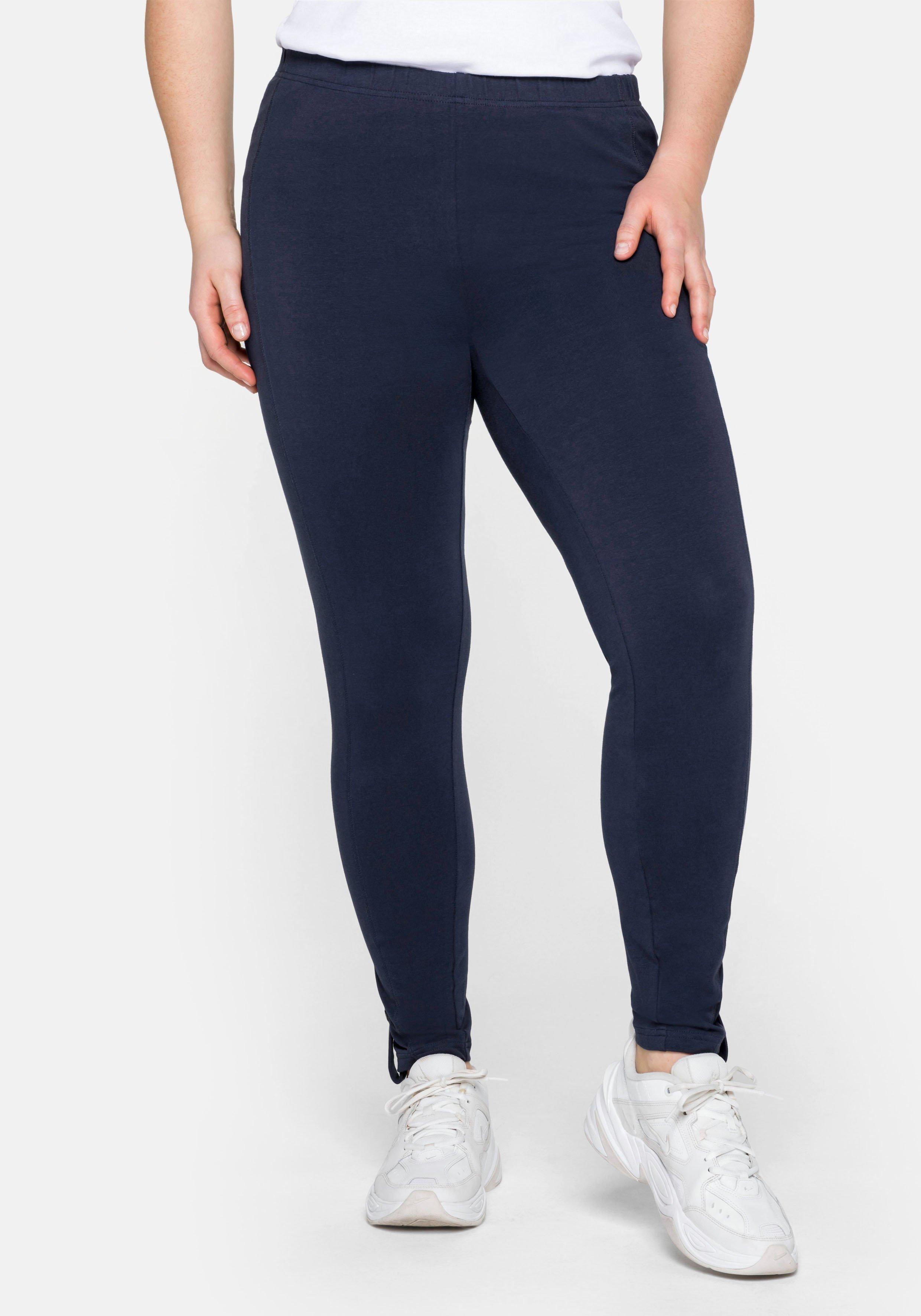 Leggings in Ankle-Länge, mit Knopf-Detail am Saum
