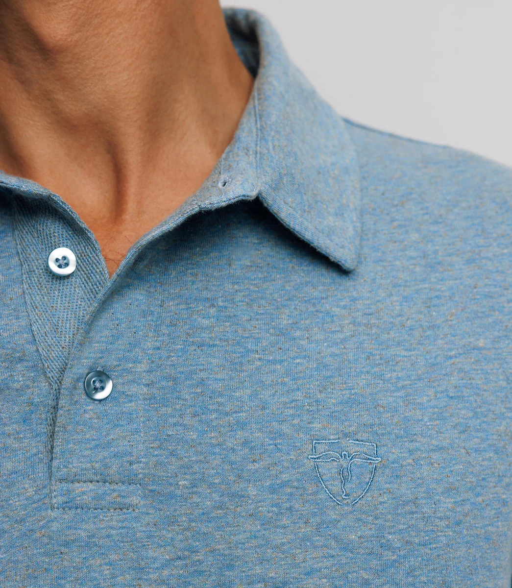 Polo avec col boutonné indigo