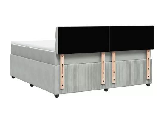 Sommier à lattes de lit et matelas Gris clair 180x200cm Velours