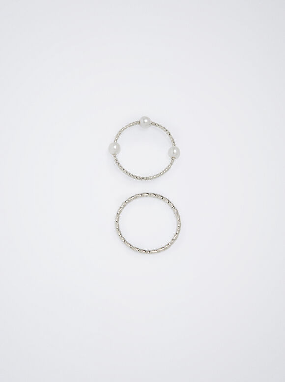 Conjunto De Anillos Dorados - Plateado