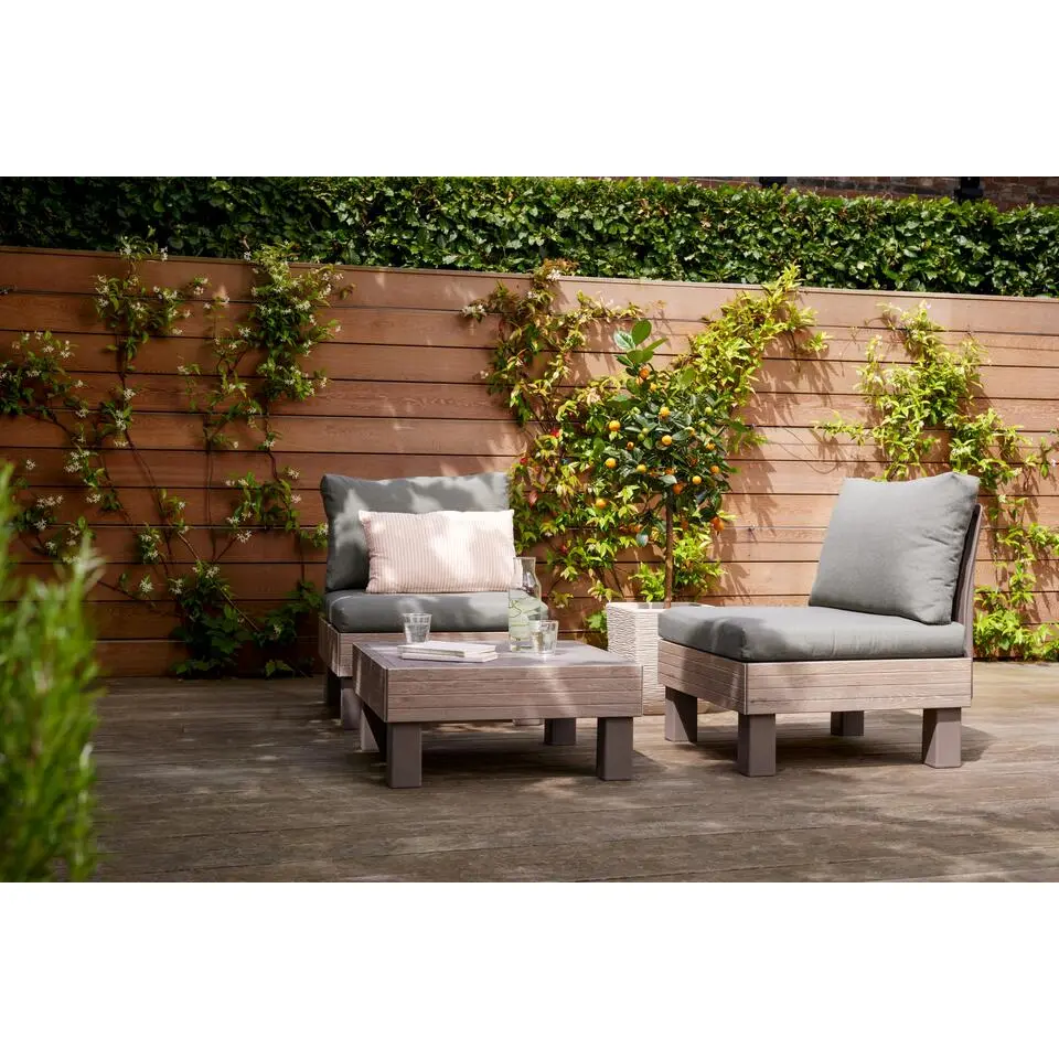 Keter Signature Elements Balkonset 2 personen - met groene kussens - Cappuccino